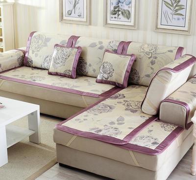 夏季現(xiàn)代布藝皮沙發(fā)冰絲席藤席涼感防滑沙發(fā)坐墊